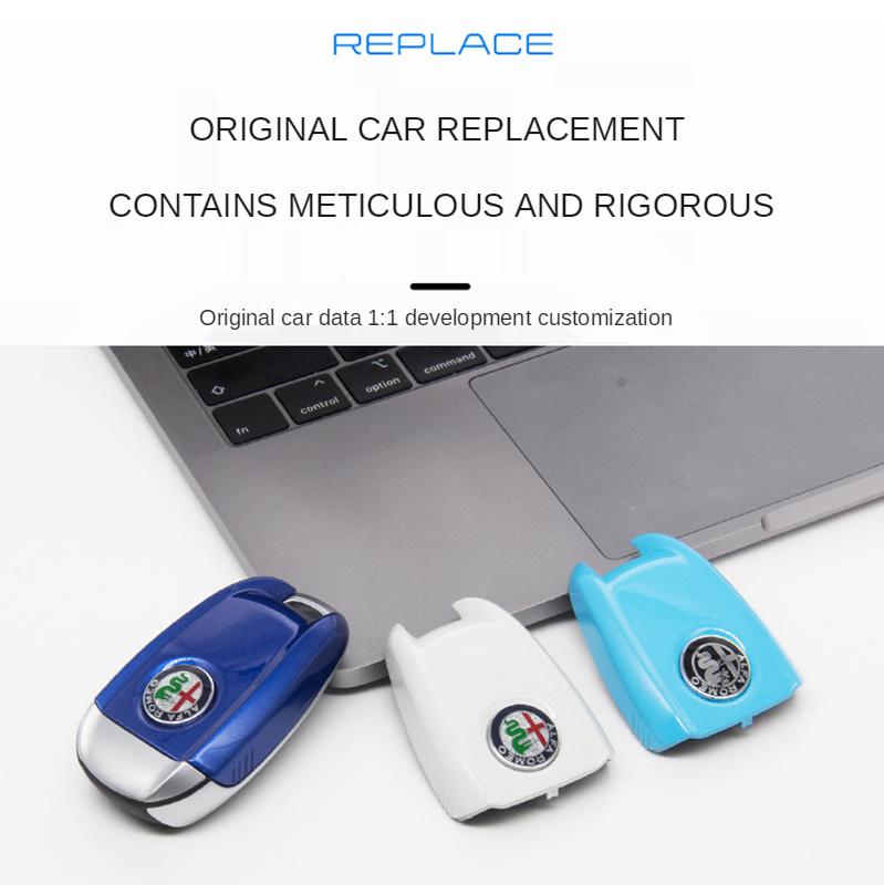 SYENG1 Car Key Cover Replacement Key Case for Alfa Romeo Giulia Stelvio Tonale Carbon Fiber Style