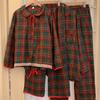 Korean Plaid Christmas Pajama Set for Girls - Peter Pan Collar, Long Sleeve & Pants, Autumn/Winter Homewear