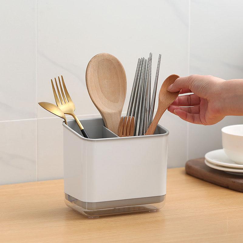 3 Grid Kitchen Utensil Holder Drainable Cutlery Caddy For Spoons Forks Knives Space Saving Countertop Organizer For Home Kitch