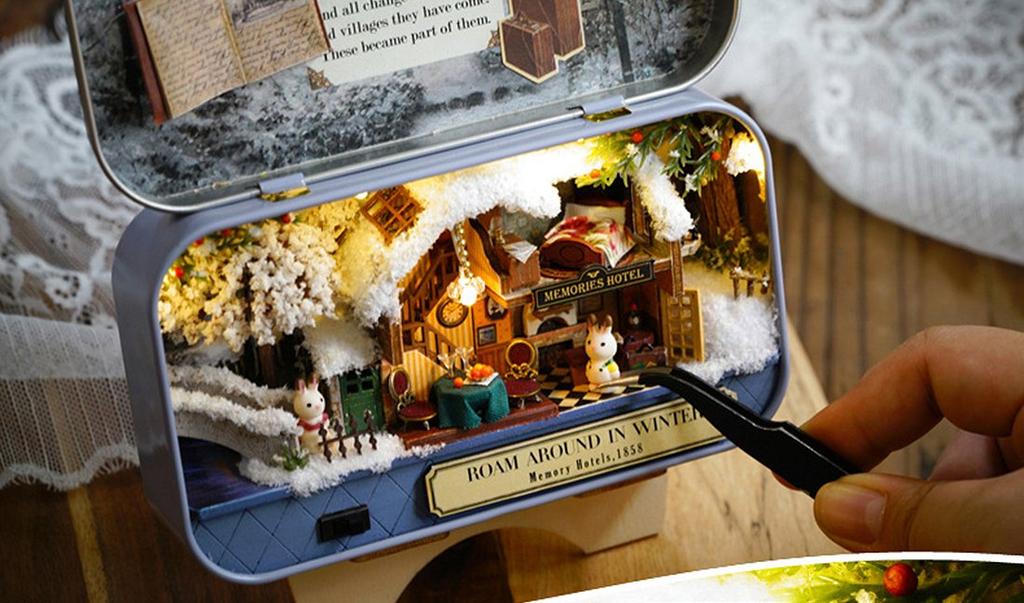 moin moin Инструкция Кукольный домик Миниатюрный Набор для рукоделия Серия «Кролик» Жизнь в кейсе для аксессуаров Начинающий Кролик Подарок Бесплатное обучение Образование Светодиод