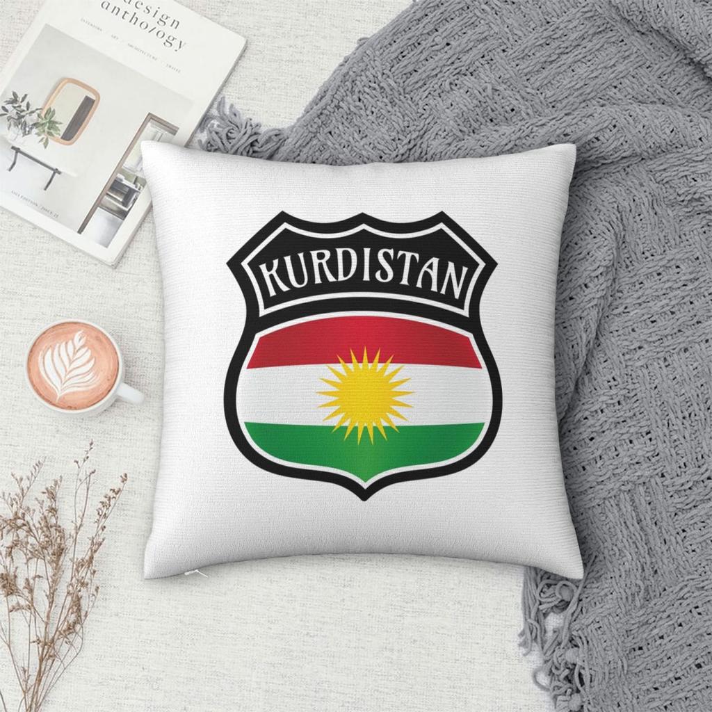 Kurdistan Shield Pride Flag Square Pillowcase Pillow Cover Cushion Throw Pillow for Home Bedroom Car