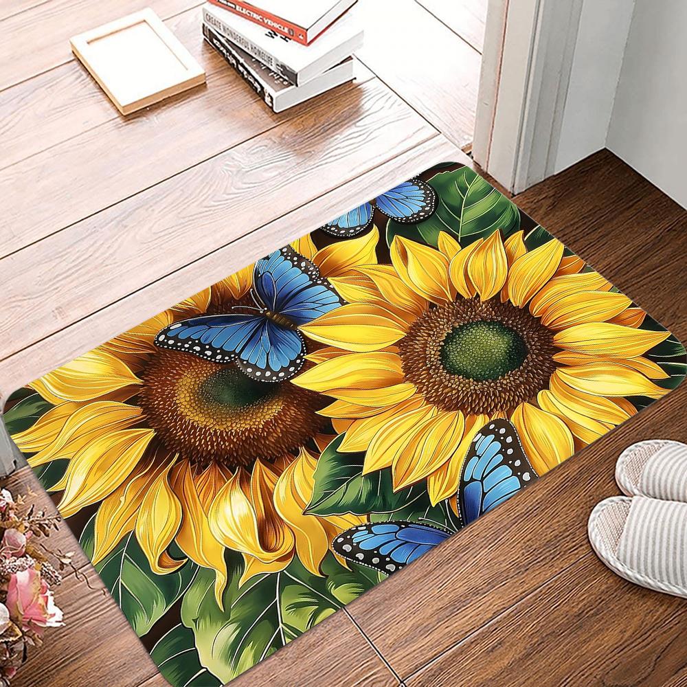 Vintage Flowers Print Doormats Non-Slip Washable Bathroom Rugs Creative Bath Rug For Bedroom Living Room Entryway Decor
