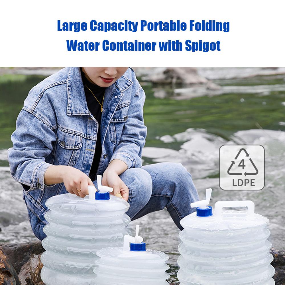 Портативный складной контейнер для воды большой емкости с краном, кувшин для хранения воды в кемпинге