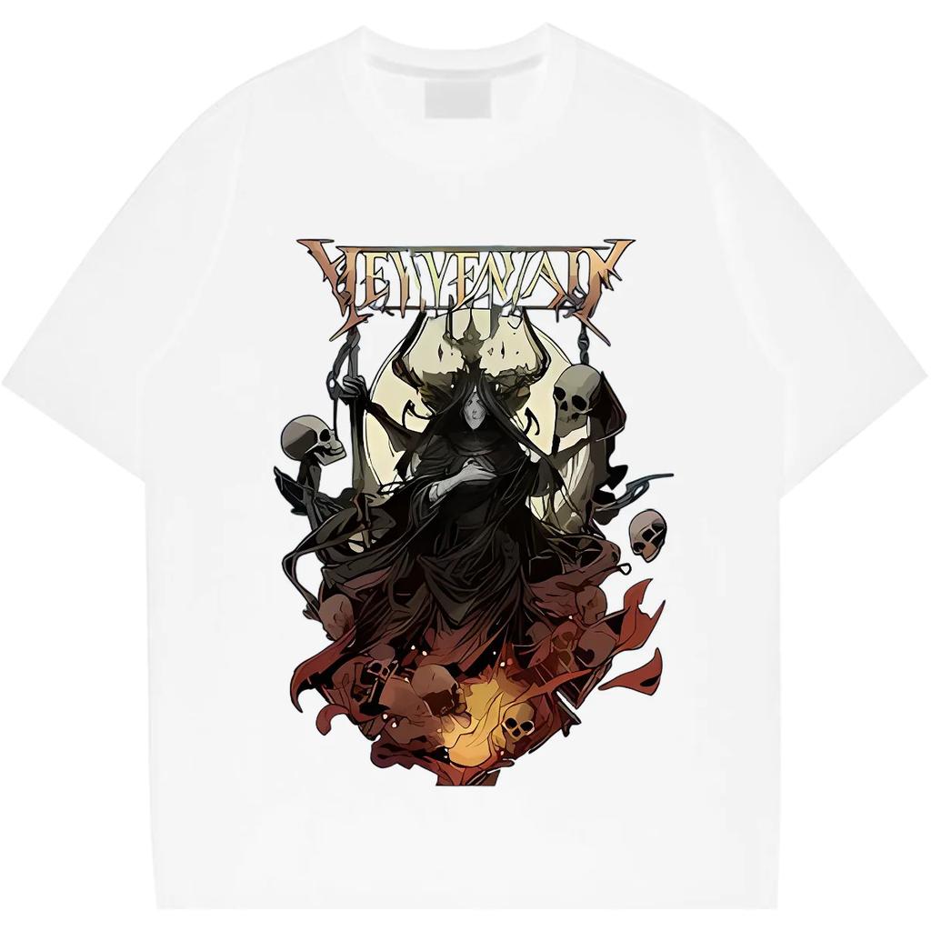 Футболка с черепом большого размера, свободная, с круглым вырезом, Y2k, унисекс, с графическим принтом, уличная одежда, быстросохнущая, хип-хоп футболка