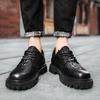Мужские туфли из натуральной кожи на толстой подошве в модном повседневном стиле для отдыха на природе, для вечеринок, для офиса, для взрослых, классические черные туфли