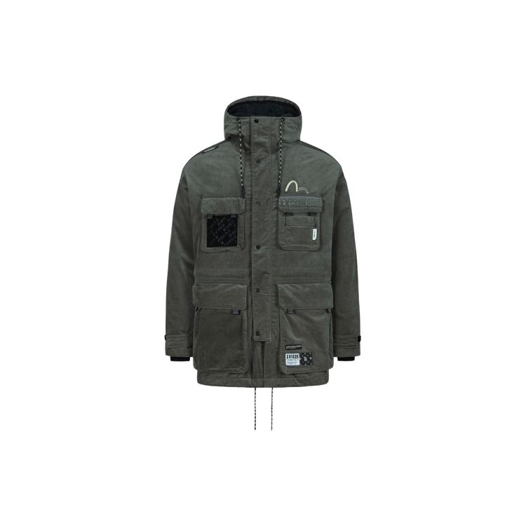 Evisu Стеганая куртка для кемпинга свободного кроя с вышивкой логотипа, мужская куртка, серая 2EAGNM3JK5107RXCQ