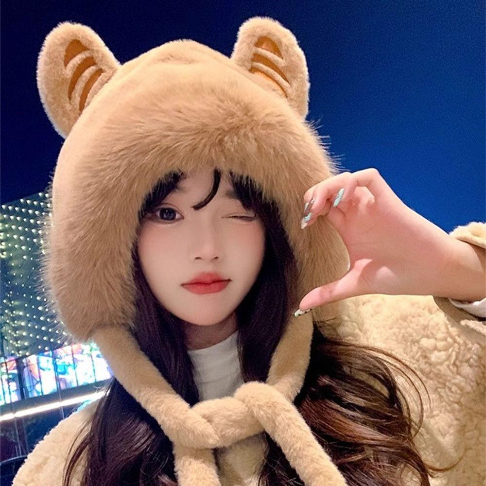 Warm Soft Fur Tiger Hat Winter Ear Protection Hat Cute Tiger Ears Hat Women