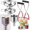 4Piece Stainless Steel Canning Funnel Set with Grip Handle Ideal for Preserving Jars and Bottles In Your Kitchen