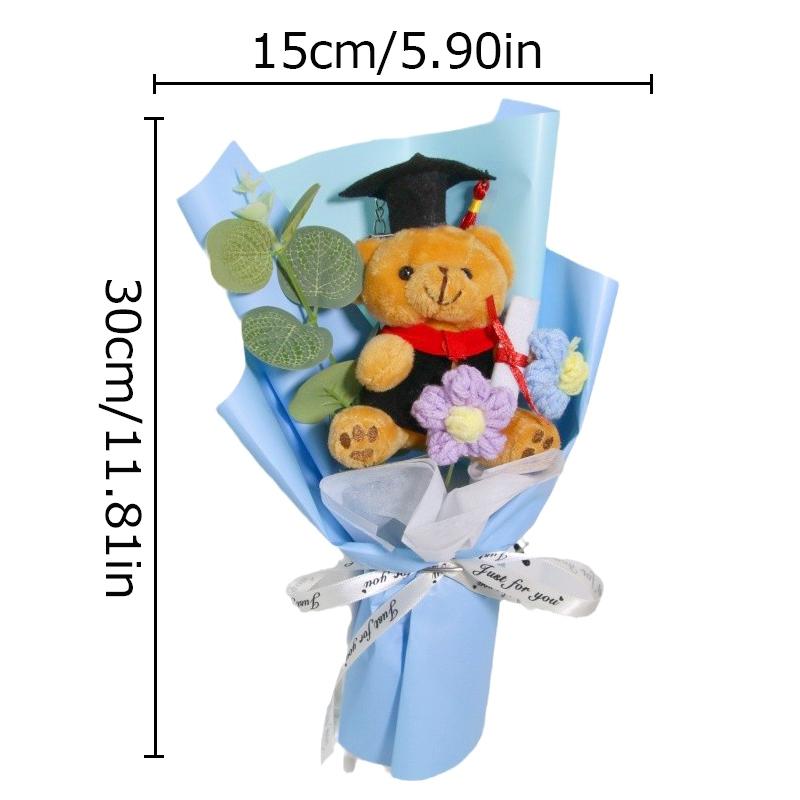 Выпускной сезон вязаный пуховый орнамент бант лента декоративный мультяшный медведь реквизит для фотосессии букет креативный подарок аксессуары