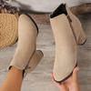 Fashion Women Ankle Boots Fashion Wedding High Heel Shoes Women Retro Comfortable Outdoor Boots Women Pointed Mid-heel Booties Ladies