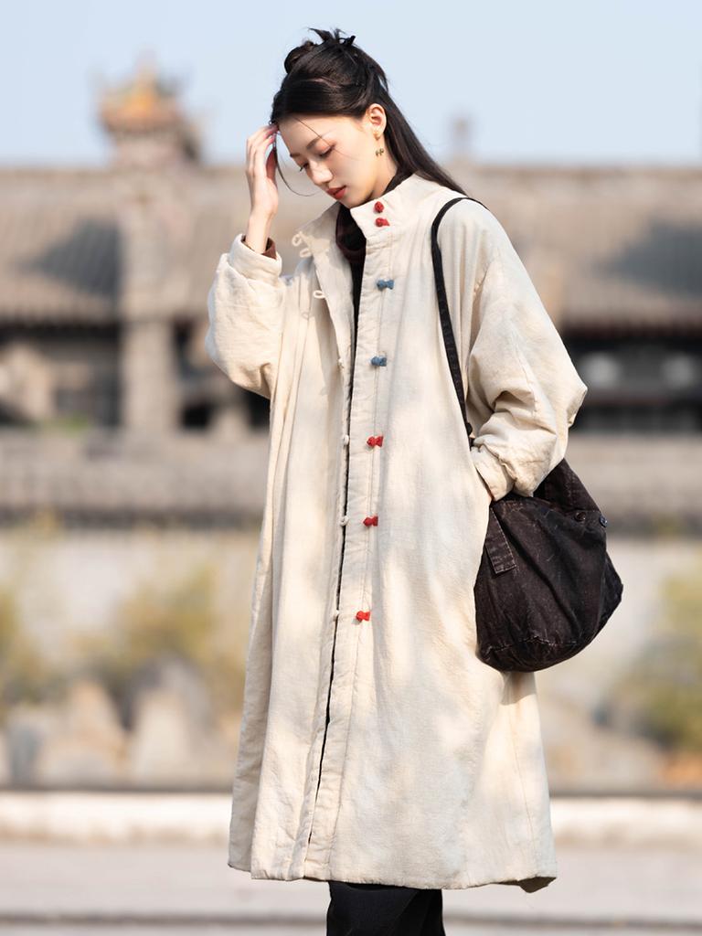 Johnature Женские зимние парки в китайском стиле, однотонные теплые пальто на пуговицах, хлопковые женские винтажные парки