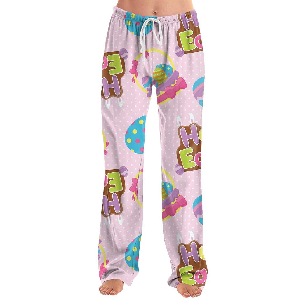 Женские модные свободные повседневные брюки с пасхальным принтом