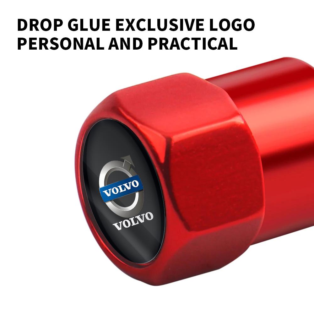 For Volvo 4pcs Car Badges Wheel Tire Valve Stem Caps Covers Auto Accessories For Volvo XC90 XC60 C30 S60 C70 XC40 V40 XC70 V70 V