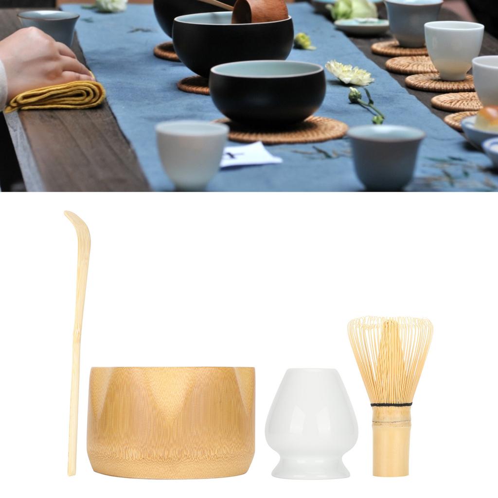 Бамбуковая чайная чаша Набор инструментов для приготовления матча Бамбуковый венчик для чая Чайная ложка Чаша Керамическая подставка для венчика для чая Набор чайной посуды Венчик для чая Набор для матча