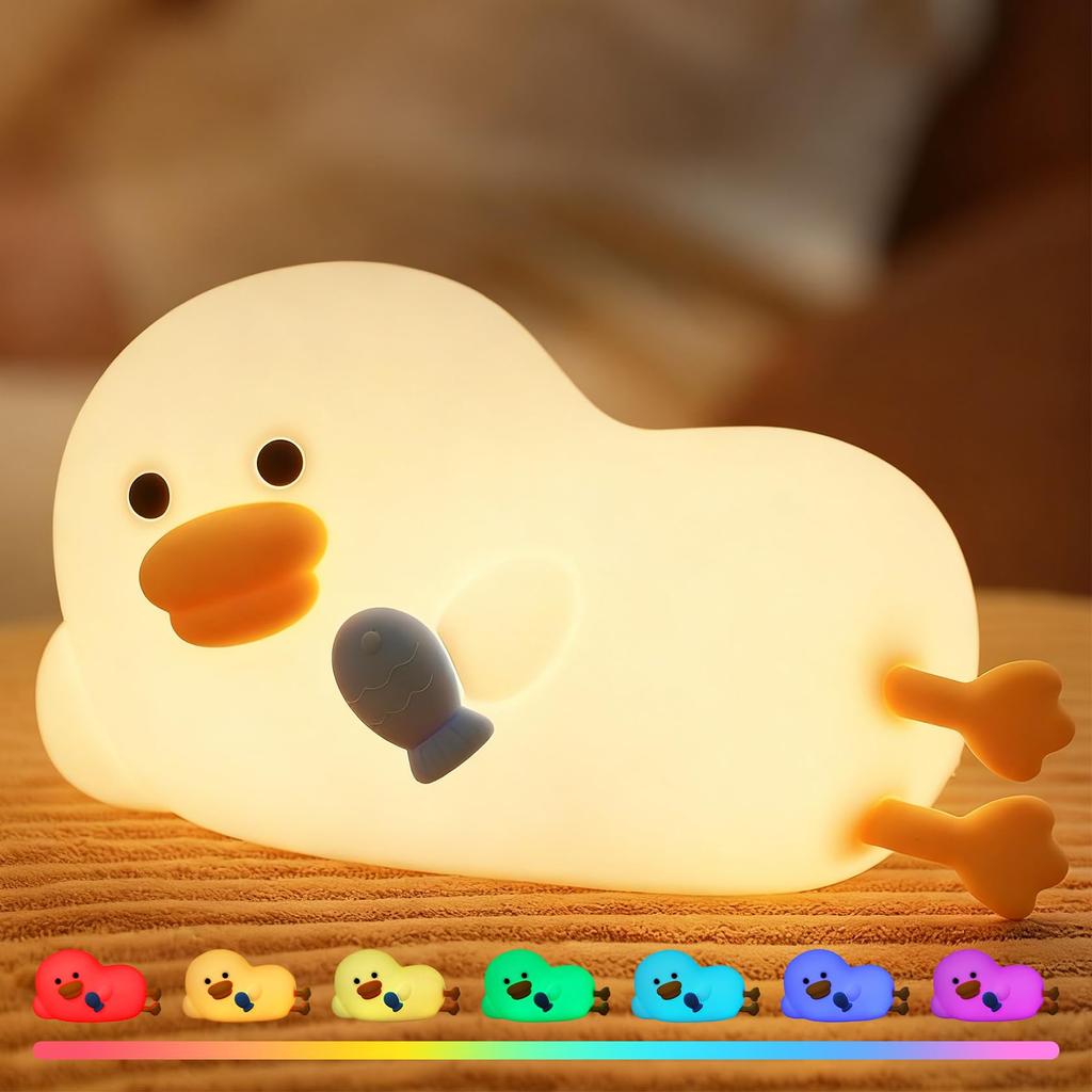 LUTW Night Light, Touch Light, Rechargeable, 3-Level Dimming, Timer, Bedside Lamp, Cute Silicone, Night Light, Stand Function, Ambient Lighting,