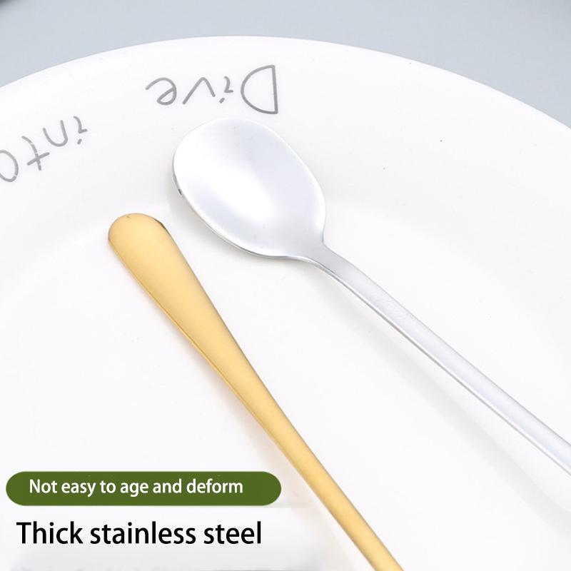 Чай Кофе Суп Ложка Для Еды Смешивания Помешивания Длинная Ручка Чайная Ложка Ложка Коктейль Мороженое Мед Ложки Кухонные Приборы