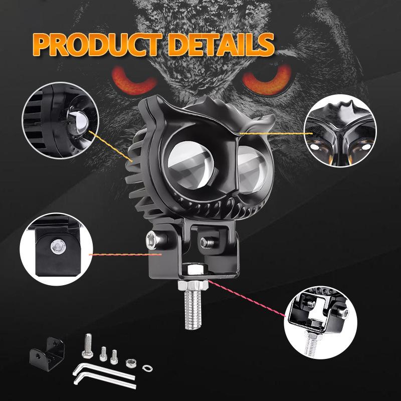 Led Lens Spotlight Dual Color White Yellow Light Owl Auxiliary Fog Lamp Double Lenses Spotlights For Motorcycle Atv Buggy Car