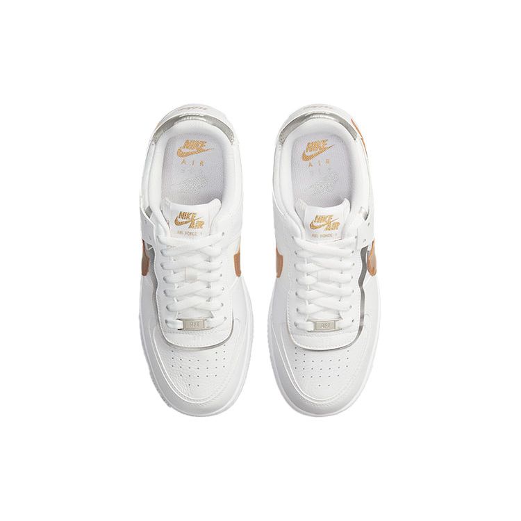 Nike Air Force 1 Shadow White Metallic Gold Женские кроссовки Metallic-Silver DM3064-100