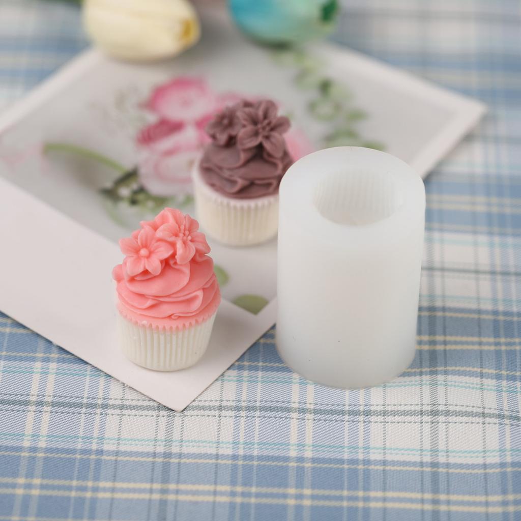 Cupcake Candle Mold Affodil Texture Design Epoxy Resin Casting Silicone Mold for DIY Candle Soap Plaster Cake Home Decor