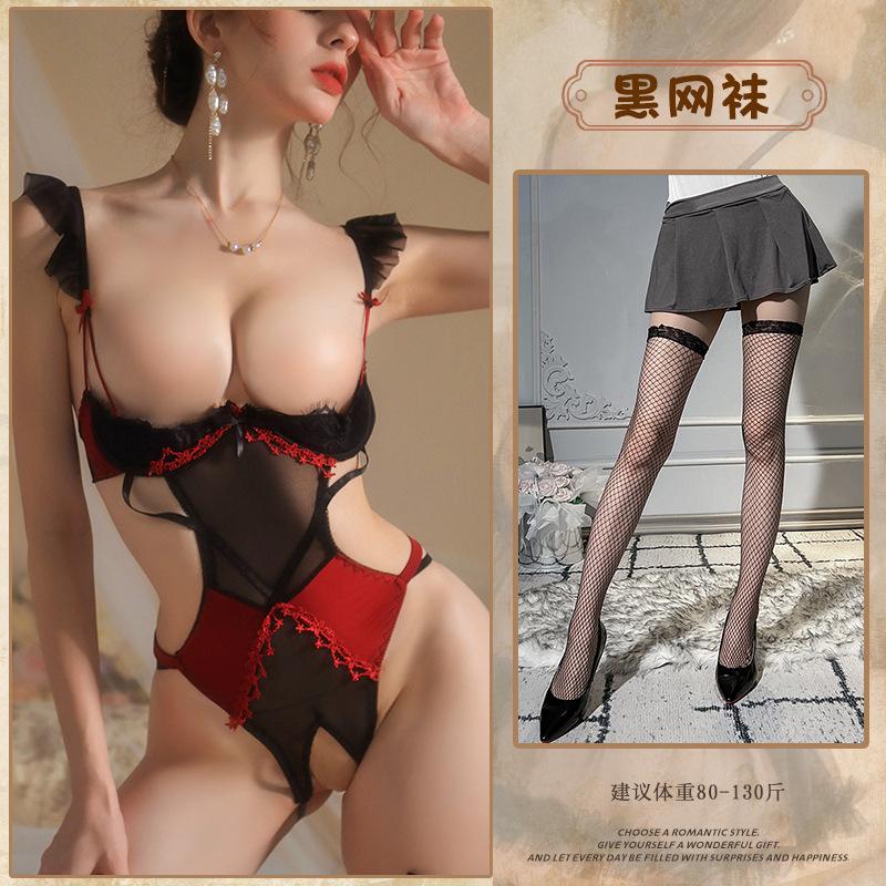 Sexy passion steel tray leak back sex underwear seduction dead pool water sex uniform sexy onesie