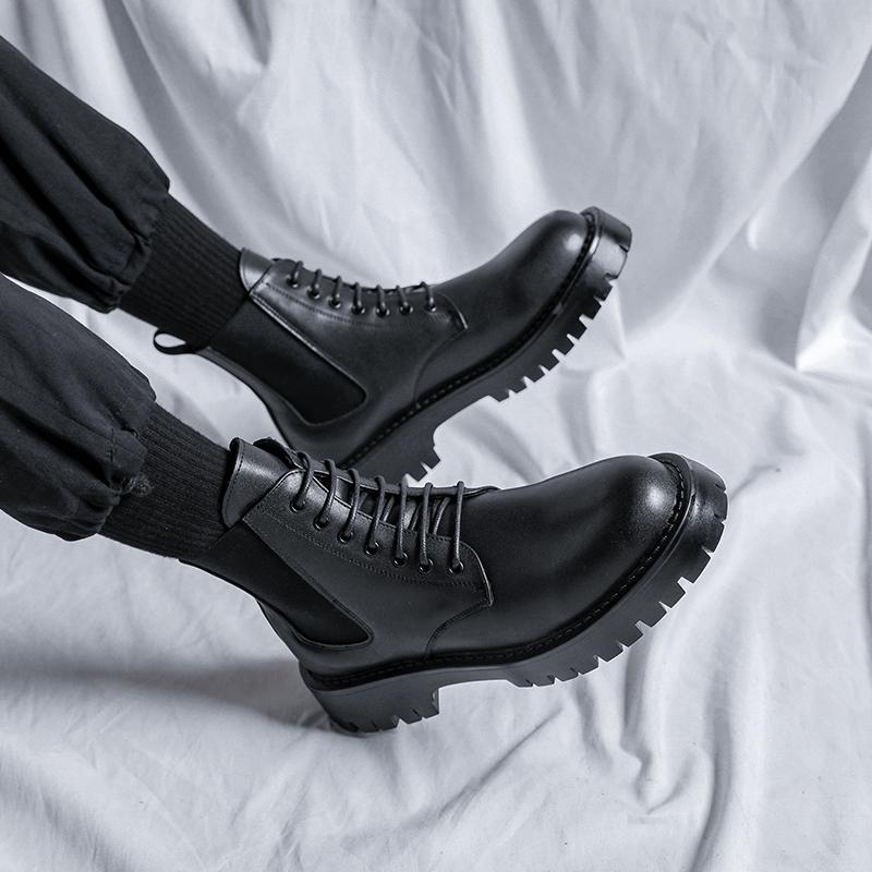 Мужские деловые ботинки на толстой подошве. Модные классические универсальные стили. Обувь для отдыха и моды. Обувь для вечеринок и отдыха для взрослых, офиса и улицы. Мотоциклетная обувь.