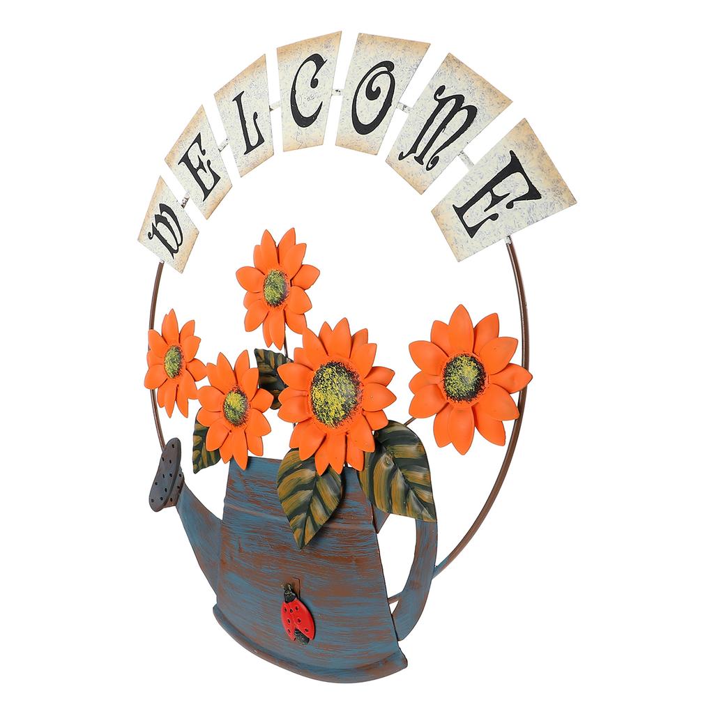 Office Decor Pendant Garland Welcome Sign for Front Door Wreath Signs Iron Plant