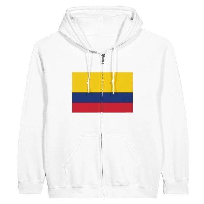 Sweat à capuche - PIXELFORMA - Drapeau de la Colombie - Белый - Длинные маншки - Col capuche