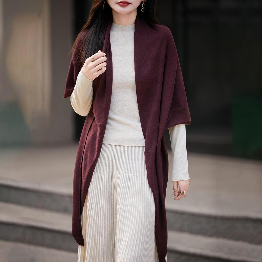 Elegant Knit Scarf Sweater: Women's Korean Style Warm Triangle Shawl for Autumn/Winter