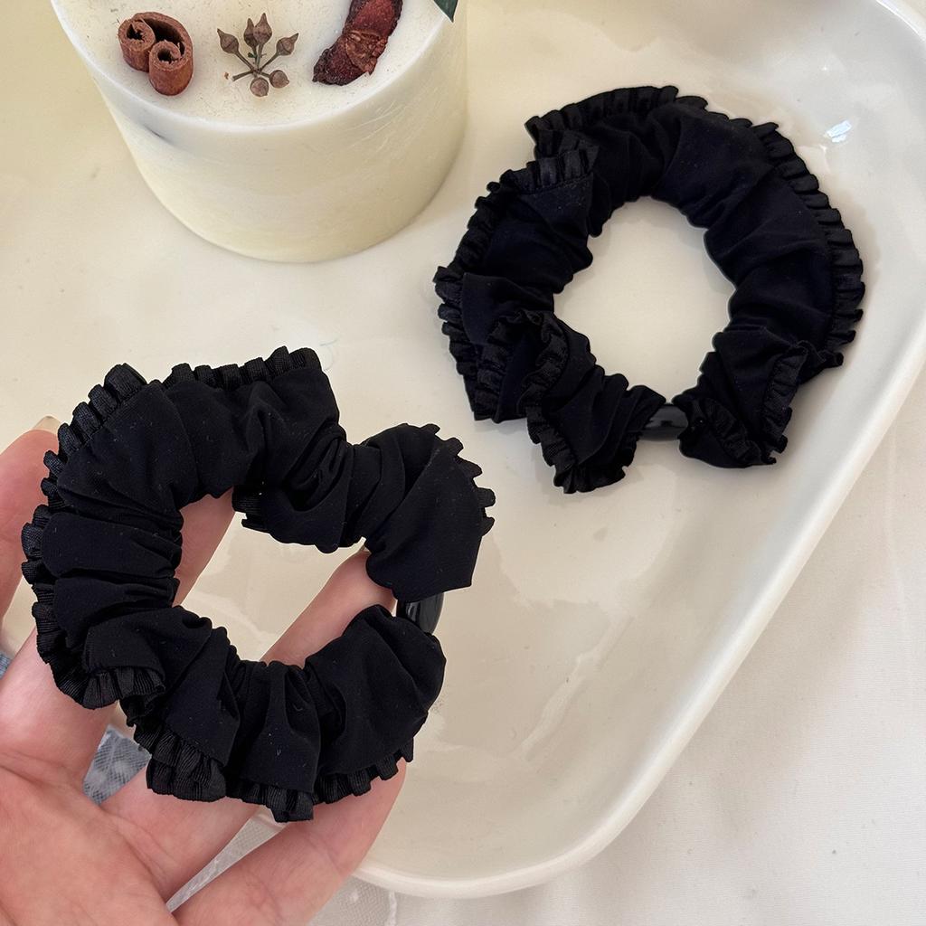 Французская органзовая плиссированная повязка для волос с закрученными краями, нишевый и высококлассный вид, резинка для волос с кожаной лентой и резинкой для волос в виде толстой кишки