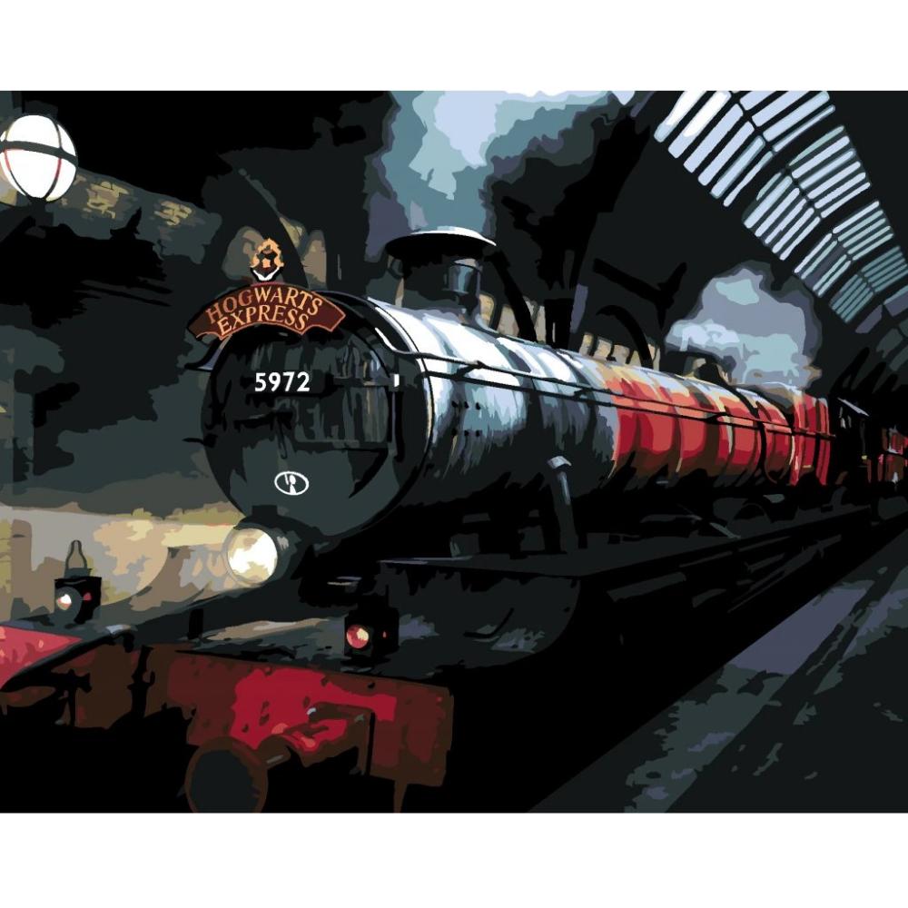 Malowanie Po Numerach Obrazy Do Malowania-Express Do Hogwartu Nocą 50X40 Cm