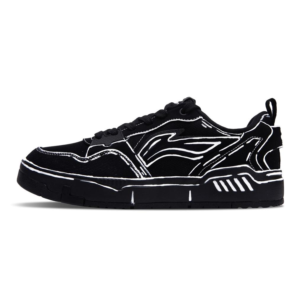 Li Ning Original Era Скользкие, Легкие и Дышащие Низкие Кроссовки для Скейтборда Мужские Черно-Белые AGCU337-5(Команда348-)