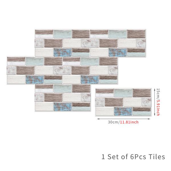 6 шт., маслостойкая наклейка для кирпичной плитки, наклейка на стену для кухни, самоклеющаяся водонепроницаемая наклейка для ванной, обои 15x30 см