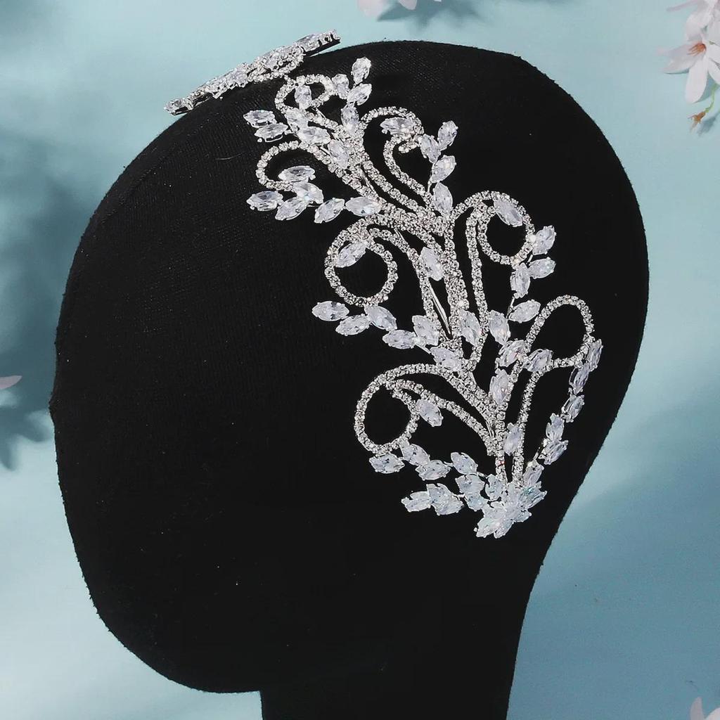 Роскошная европейская и американская свадебная повязка на голову с короной из циркона - металлическая широкая конструкция