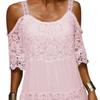 Sling Cold Shoulder Half Sleeve Summer Dress Crochet Embroidery Lace Stitching Mini Dress Female Clothing