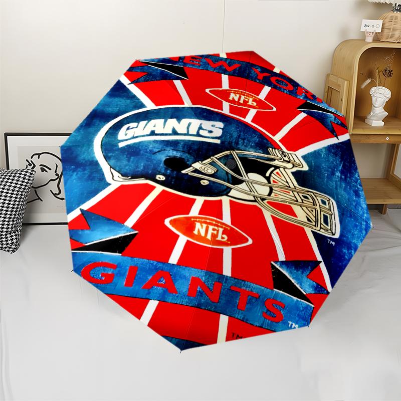 Автоматический зонт с принтом логотипа New York Giants, 8 спиц, железный каркас, пластиковая ручка, подходит для путешествий на открытом воздухе и на каждый день, идеальный подарок