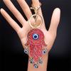 Lucky Blue Eye Hamsa Hand Key Chain Women Alloy Enamel Hand of Fatima Turkish Evil Eyes Tassel Keyring Bag Accessories Jewelry