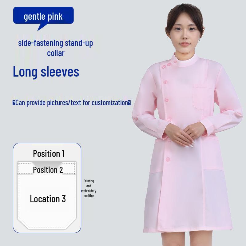 Unisex Saint Snowland Peter Pan Collar Doctor's White Coat - Long Sleeve for Dental & Hospital Professionals