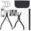 Hair Threader Loop Tool Hair Extension Pliers Kit Micro Ring Application Pliers Micro Beads Closer Opener Plier