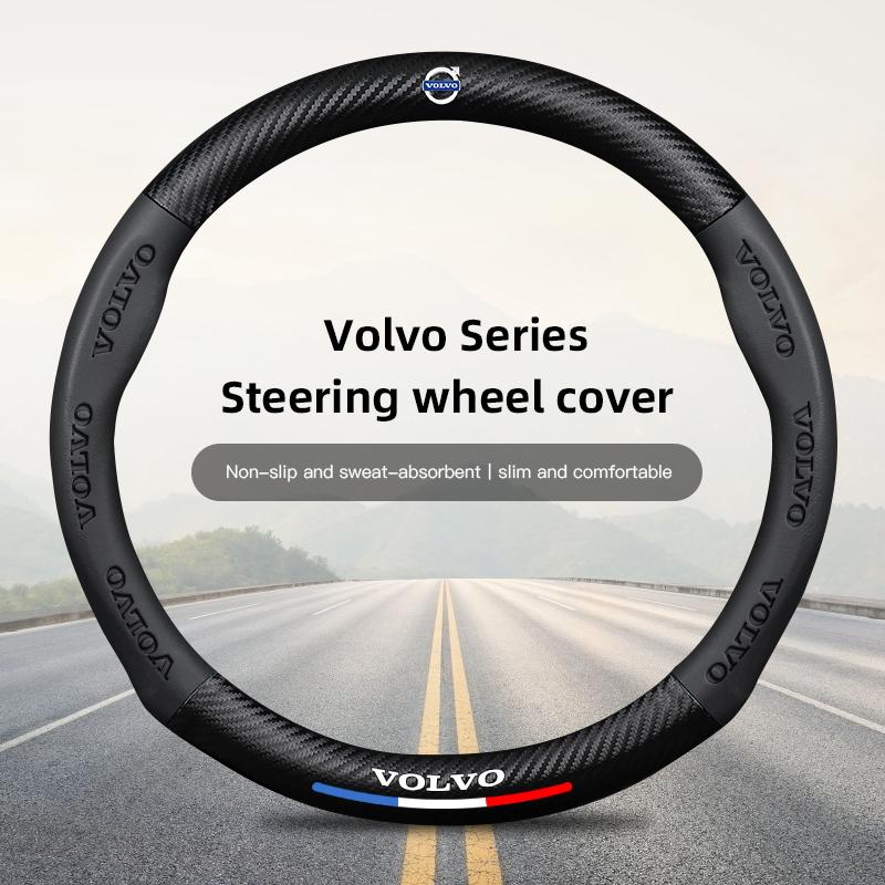 Volvo Steering Wheel Cover Carbon Fiber Leather Cover Car Accessories For Volvo Xc60 Xc90 V40 V60 S60 V50 V90 S80 C40 XC40 V70