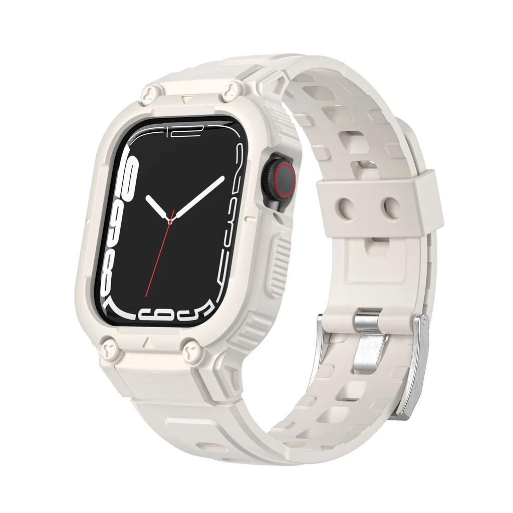 Ремешок для чехла для Apple Watch Ultra 49 мм, 45 мм, 44 мм, 41 мм, 40 мм, силиконовый ремешок для Iwatch Series 8 7 6 Se 5 4, защитный чехол-браслет