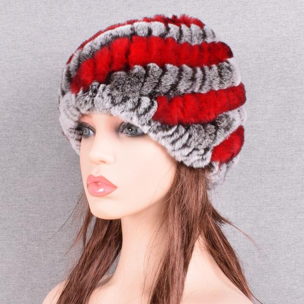 Зимняя теплая вязаная меховая шапка из кроличьего меха с ананасом, женские толстые шапки, шапочки для мамы