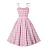 Женское розовое клетчатое платье без рукавов со шнуровкой и бантом, потайная молния, фигурист, подол, коктейльное вечернее платье-качели, праздничный костюм