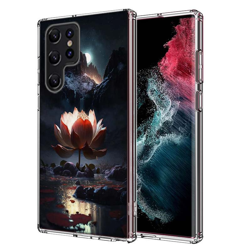 Buddhist Fire Lotus Capa Phone Case For Samsung S26 Ultra S25 Edge Galaxy S23 S21 S20 S24 FE S22 S10 Plus Cover Clear TPU Shell