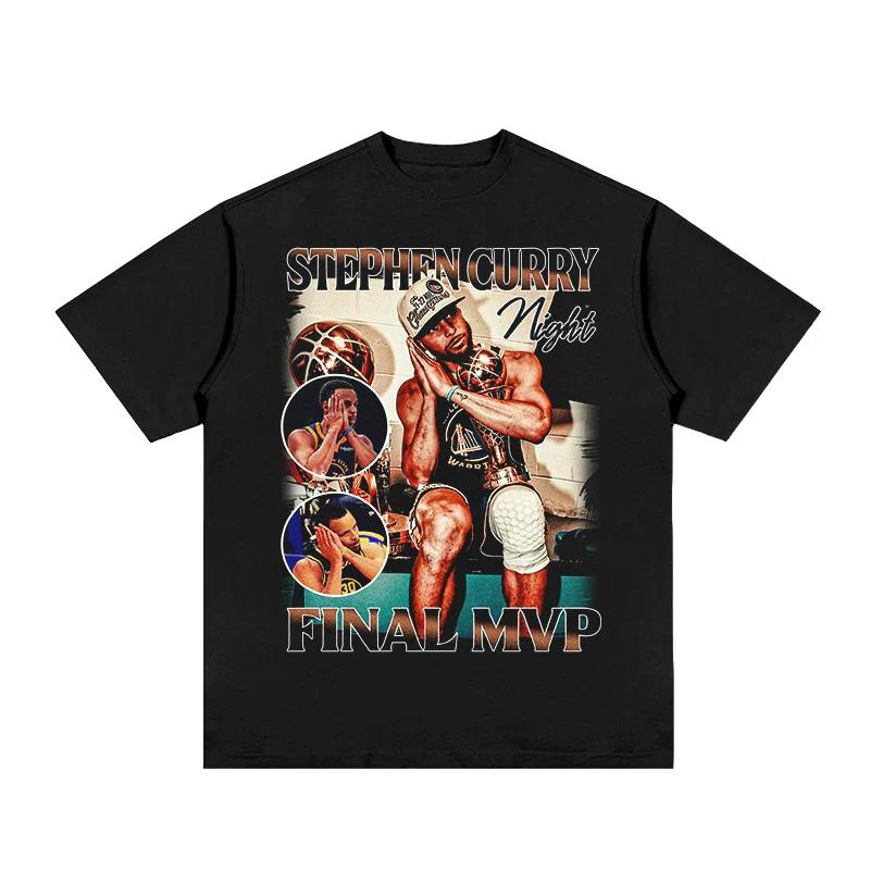 Stephen Curry #30 Final MVP Vintage Basketball Graphic T Shirt Men Hip Hop Oversized Streetwear Fans Casual Short Sleeve Tops