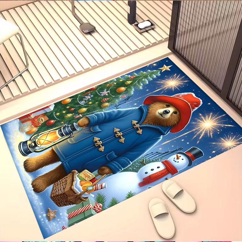 Paddington Bear Print Rug, Washable Floor Carpet, For Entryway Dorm Laundry Room Office Study, Home Decor Birthday Christmas Gift