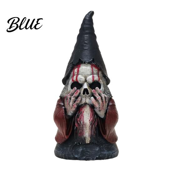 Unique Retro Room Accents 3D Printed Gothic Skull Gnome Ornament, Halloween Spooky Desktop Display Statues Figurine for and Garden Decoration,