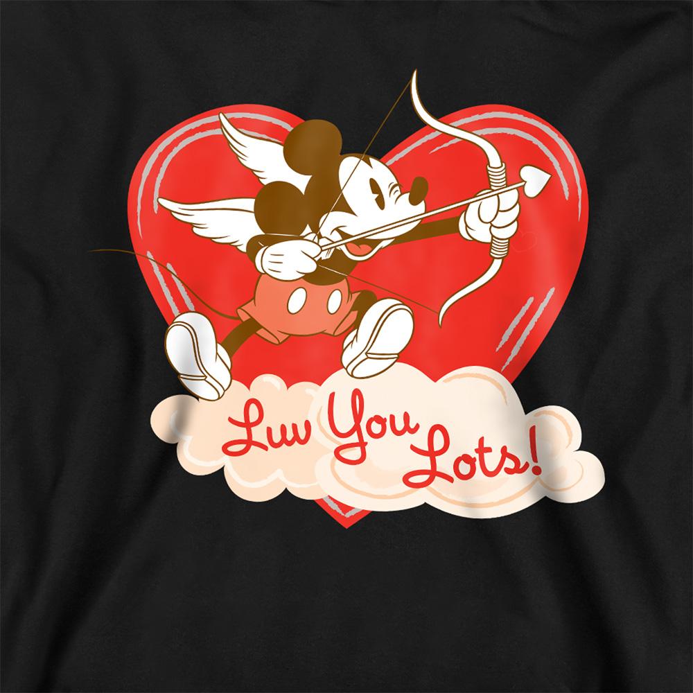 Disney Childrens/Kids Luv You Lots! Mickey Mouse Vintage Valentine`s Day Hoodie