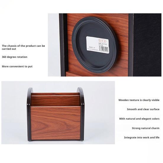 Настольный ящик для хранения, деревянный, гладкий, 4 отделения, вращение на 360 градусов, большая емкость, ножницы с дистанционным управлением, очки для телефона, чехол для хранения канцелярских принадлежностей
