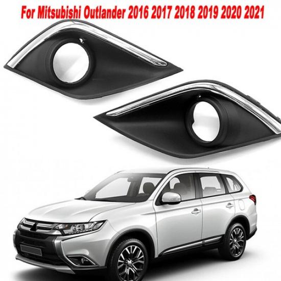 For Mitsubishi Outlander 2016- Front Bumper Fog Lamp Light Cover Chrome Pair