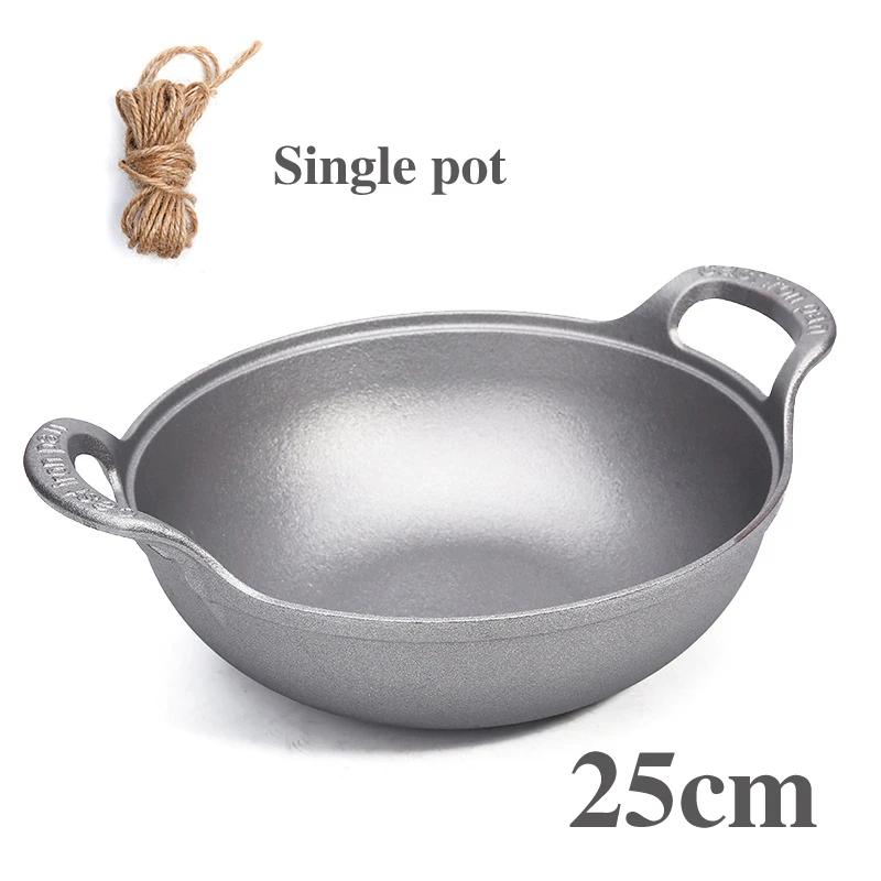 Чугунок старого образца Без покрытия Фритюрница Кастрюля для тушения Сковорода Сковорода с антипригарным покрытием С плоским дном Индукционная плита газовая универсальная Котел вок сковорода